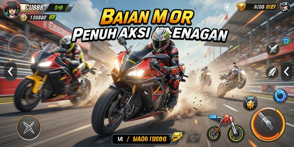 Tangkapan layar menunjukkan pengalaman seru dalam balapan motor.