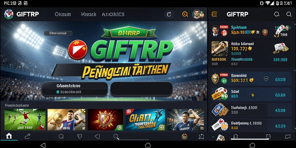 Tampilan gameplay <strong>GIFTRP</strong> dengan berbagai opsi taruhan olahraga.