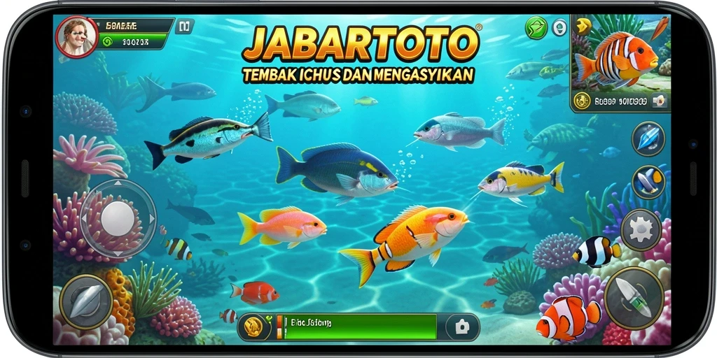 Gameplay seru dengan banyak ikan dan senjata menarik.