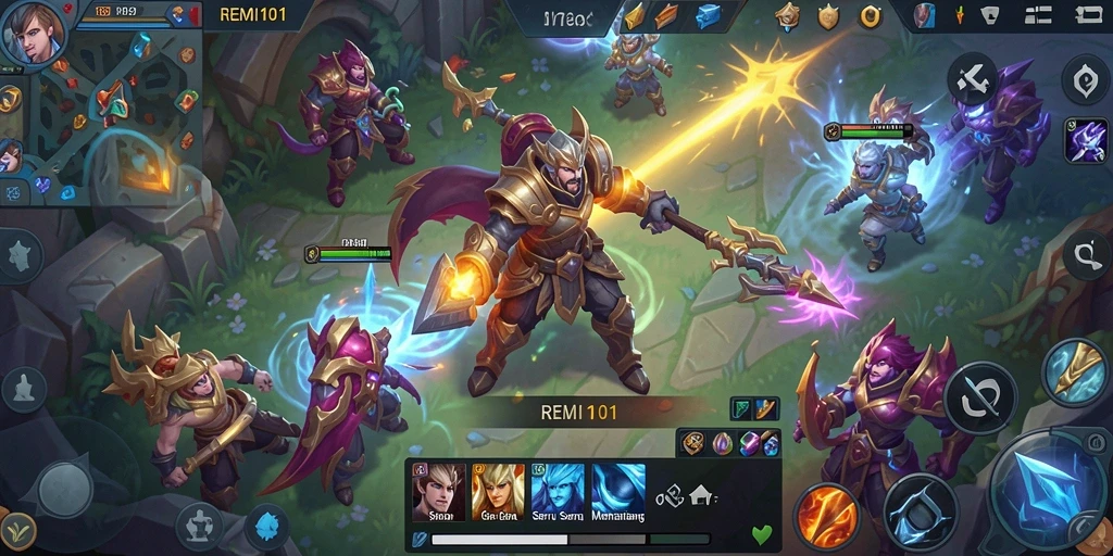 Tangkapan layar menunjukkan aksi menarik dalam permainan MOBA.