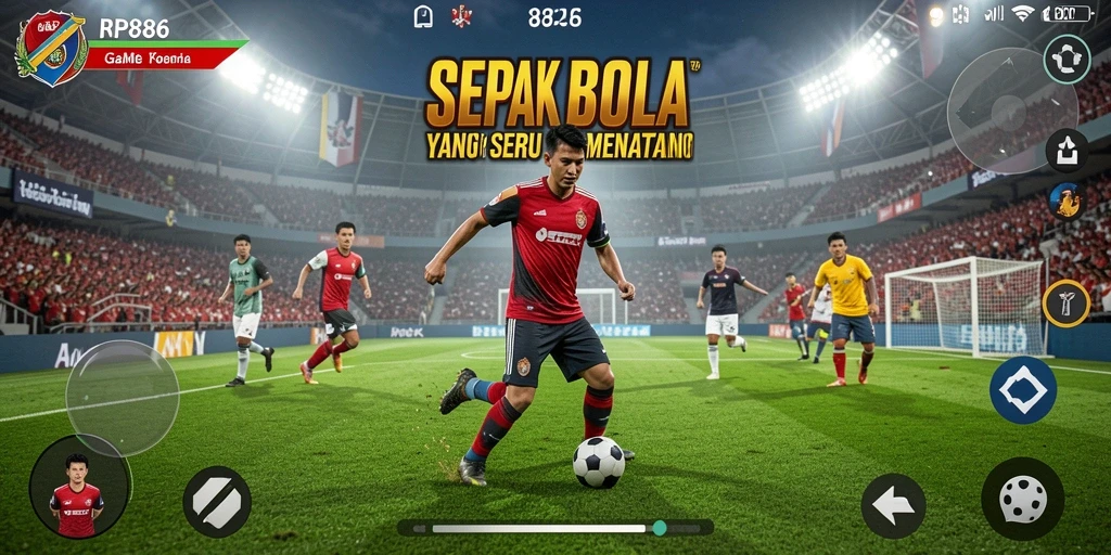 Tampilan utama RP886 menampilkan gameplay sepak bola yang menarik.