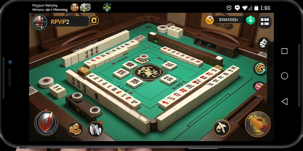 Screenshot gameplay RPVIP2 yang menunjukkan serunya bermain Mahjong.