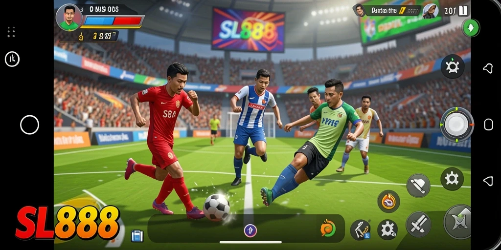 Screenshot utama SL888 menampilkan aksi seru dalam pertandingan olahraga.